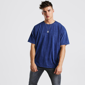 T-shirt en coton délavé à l'acide, style rétro, effet soleil délavé, col rond pour homme, faible MOQ, vente en gros à bas prix - Product Image 3