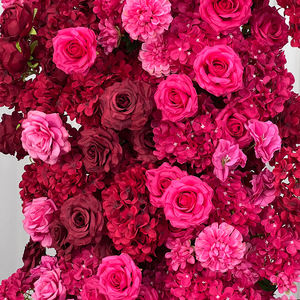 ซุ้มดอกไม้ประดิษฐ์ทำมือจากผ้าไหมเทียมสีแดง รูปแบบดอกกุหลาบและไฮเดรนเยีย  ตกแต่งฉากหลังงานแต่งงานสุดหรู เป็นมิตรกับสิ่งแวดล้อม - Product Image 2