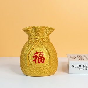 Jarrón Decorativo Bolsa de la Suerte, Adorno de Bolsa de Dinero para Flores, Artesanía Artística de Resina Esculpida, Decoración Festiva para el Hogar, Sala de Estar, Entrada, Regalo de Inauguración - Product Image 3