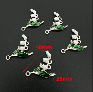 Belle mode personnalisé bricolage plaqué or émail muguet <span class=keywords><strong>fleur</strong></span> pendentif breloque alliage blanc orchidée <span class=keywords><strong>fleur</strong></span> breloques - Product Image 3