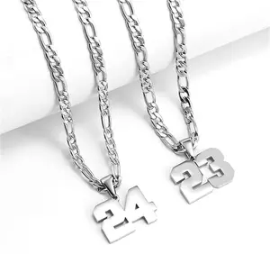 Fashion Necklaces Jewelry Hip Hop Stainless Steel Sport Number Pendant Football Basketball Baseball Sports Inspired Men Necklace