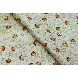 Triloki Flower Embroidery Organza <b>Fabric</b> Multicolor1 Poly Raw Silk Metallic Apparel Sari Sewing DIY Crafting By The Yard - Product Image 4
