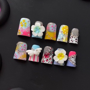 Mignon en trois dimensions Hot Girl <span class=keywords><strong>Nail</strong></span> <span class=keywords><strong>Art</strong></span> court bec de canard à l'ancienne conception de frangipanier pressé à la main pour les doigts - Product Image 4