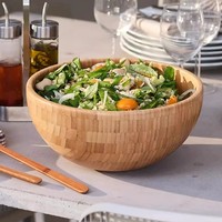Grand saladier en bambou sculpté de qualité supérieure, bol de mélange naturel, bol à fruits écologique et durable, style japonais pour service en gros
