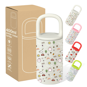 Custom Logo 400ml Stainless Steel Tumbler Double Wall Drinking Water Bottle Vacuum Insulated Coffee Mug with Handle for Lasering