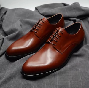 Chaussures habillées en cuir véritable pour hommes, à bout fermé, à enfiler, imperméables, légères, antidérapantes, intemporelles, pour le bureau - Product Image 1