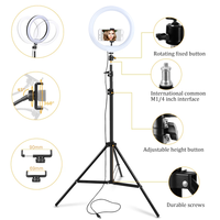 Lampu Ring LED 10 Inch Laris 2025 Dengan Tripod Stand 19cm atau 160cm 200cm untuk Siaran Langsung YouTube