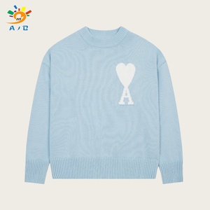 Maglione Casual Morbido da <span class=keywords><strong>Donna</strong></span> con Etichetta Personalizzata, Motivo a Cuore, Antirughe, Traspirante, in <span class=keywords><strong>Cotone</strong></span>, Collo a V, Maniche Lunghe - Product Image 1