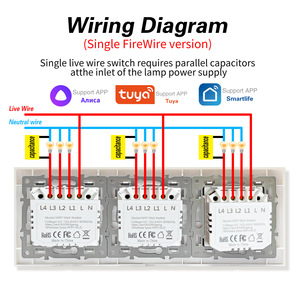 Panel de Interruptores Inteligentes Wifi de 6 Botones, Control Táctil, Vidrio Templado, Negro, Blanco, Gris, Dorado, con Función de Temporizador y Control Remoto por Voz a través de Aplicación - Product Image 3