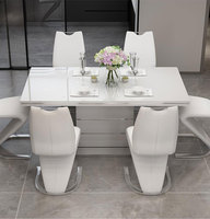 Ensemble de table à manger carrée en acier inoxydable doré 6 8 10 12 places avec dessus en marbre et verre trempé