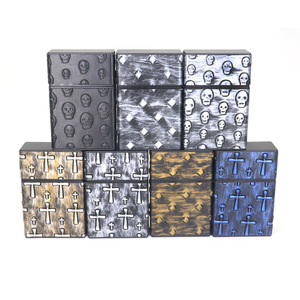 Étui à cigarettes en cuir poli coupe-vent <span class=keywords><strong>Shiru</strong></span> Classic Design pour homme, lot de 20, boîte de rangement portable à rabat - Product Image 1