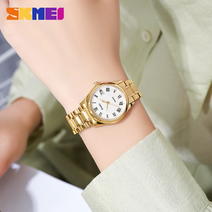SKMEI marca al por mayor oem mujeres relojes de lujo conjunto de oro personalizado relojes de cuarzo de acero inoxidable <span class=keywords><strong>para</strong></span> damas - Product Image 6