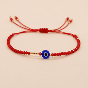 Go2boho Evil Eye Armband Perlen <span class=keywords><strong>Red</strong></span> Crystal Sommer Freundschaft Lucky Bohemian Draw string Modeschmuck Armbänder für Frauen - Product Image 1