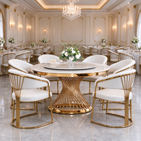 Table Serpentine VIP Longue de Luxe en Acier Inoxydable Doré avec Plateau Blanc pour Mariage, Événement, Fête, Location, Hôtel, Banquet, Vente en Gros Usine