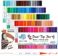 Stylos pinceaux à double pointe pour aquarelle Bonvada BK-001, marqueurs artistiques, 120 couleurs, ensemble de pointes fines et de pointes pinceaux souples, étui portable, livre de coloriage