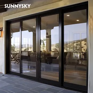 أبواب زجاجية منزلقة لفناء الفيلا من الألومنيوم بتصميم مخصص بمعايير NFRC الأمريكية من Sunnysky