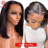 Perruques Lace Front sans colle 13x4 en fibre haute température, lisses, pour femmes, densité 150%, en stock