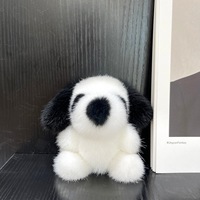 Porte-clés pendentif en peluche petit chien blanc, adorable figurine en peluche, pendentif de sac à dos, exquis porte-clés en peluche animaux de dessin animé, cadeau