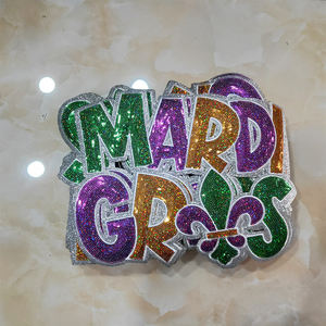 Parche Termoadhesivo Bordado con Lentejuelas Grandes para Ropa, Diseño Personalizado de Vacaciones, Mardi Gras de <span class=keywords><strong>Alabama</strong></span> 504 - Product Image 4