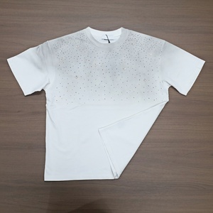 Camiseta Personalizada para Hombre, 100% Algodón, Estilo Vintage, Lavado Ácido, Corte Corto, Diseño de Diamantes, Tejido de Punto - Product Image 3