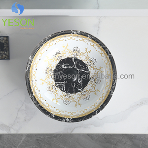 Yason moderne brillant blanc décalcomanie papier <span class=keywords><strong>WC</strong></span> porcelaine comptoir égouttoir coloré mince bord lavabo évier pour hôtels - Product Image 3