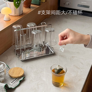 Égouttoir à tasses en acier inoxydable pour 6 tasses, support de rangement latéral pour évier de cuisine, organisateur de tasses à café, matériau 304 - Product Image 4