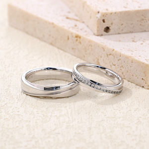 Anillo de Boda Elegante de Oro Blanco de 18K de Alta Calidad con Diamante Brillante Certificado, Diseño Único y Simple, Estilo Clásico para Fiesta - Product Image 5