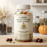 Gomitas Multivitamínicas Naturales JBRK, Vitaminas y Nutrientes Esenciales, Sabor Frambuesa, 60 Unidades Masticables, Muestra de Apoyo, OEM, ODM, OBM