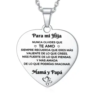 Collar de acero inoxidable con colgante de corazón de amor para mujer, colgante de amor, corazón, amor, familia, regalo familiar, gran oferta - Product Image 1
