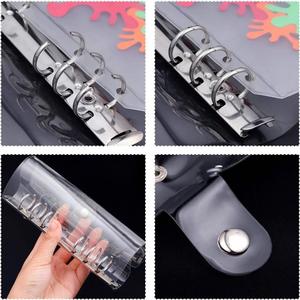 Pochette de rangement transparente en PP A5 A6 A7 étanche avec fermeture éclair et anneaux pour classeur, vente en gros - Product Image 4