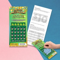 Cartes de visite personnalisées avec couche à gratter, jeu de loterie classique, design vert et or, impression numérique, carton duplex