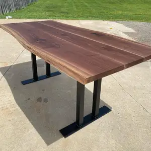 Unique Design Natural Shape Table Top Modern Oak Walnut Solid Wood Live Edg Dining Table Wood Slab