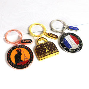 Portachiavi Personalizzato Promozionale Souvenir Turistico in Metallo <span class=keywords><strong>Parigi</strong></span>, Portachiavi in Lega di Zinco Smaltato con Torre <span class=keywords><strong>Eiffel</strong></span> - Product Image 1