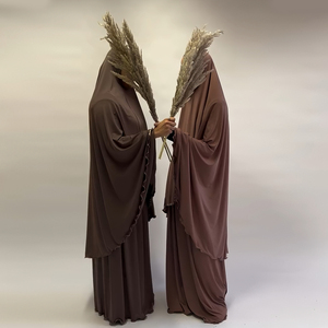 Mexizo è durato abbigliamento islamico Dubai Modesty volant 2 pezzi preghiera Abaya Set Khimar Plus Size abito da preghiera per donne musulmane abito da preghiera - Product Image 6