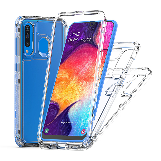 PinJun S24 FE 360 Full Body Protection Hard Acrylic TPU Crystal Clear Phone Cover for for for A50 A20 A30
