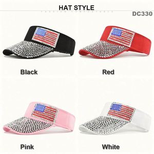 Créez votre propre visière pare-soleil en paille avec drapeau américain et strass pour le cyclisme et les voyages en extérieur – Vente en gros - Product Image 4
