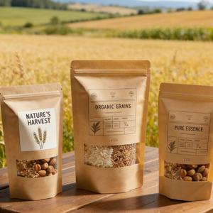 Bolsa de Papel Kraft Biodegradable con Cierre y Ventana para Empacar Carne Seca y Granos de Café, con Impresión de Logotipo Personalizada - Product Image 4