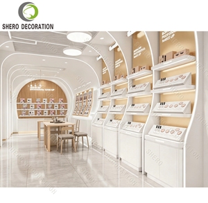 <b>White</b> Arched Makeup Display Shelf Gold <b>Frame</b> Cosmetic Store Interior Design Professional Makeup Shop Fitting Showcase - Product Image 5
