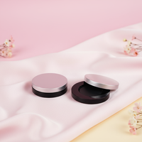 Étui de luxe rond en plastique noir et argenté vide pour poudre compacte, palette de maquillage pour le visage, fard à joues et anticernes, vente en gros