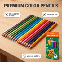 12 crayons de couleur hexagonaux non toxiques pré-affûtés résistants à la casse en bois souple pour coloriage et dessin, boîte de couleur personnalisée OEM