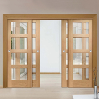 Portes coulissantes en bois massif de style français en acajou avec insert en verre pour villa de conception moderne