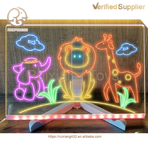 Tableau d'affichage en acrylique en gros, tableau de <span class=keywords><strong>dessin</strong></span> pour enfants, tableau transparent à rétroéclairage LED fluorescent effaçable, tableau d'affichage DIY - Product Image 5