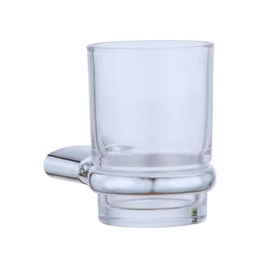 Moderno Portavasos de Baño de Aleación de Zinc Cromado para Montar en la Pared con Vaso de Vidrio - Product Image 3
