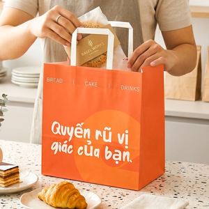 Bolsa de Papel para Panadería y Cafetería, Personalizada, Impresa con Offset, Desechable, Ecológica, Biodegradable, Reciclable, con Asas Planas - Product Image 3