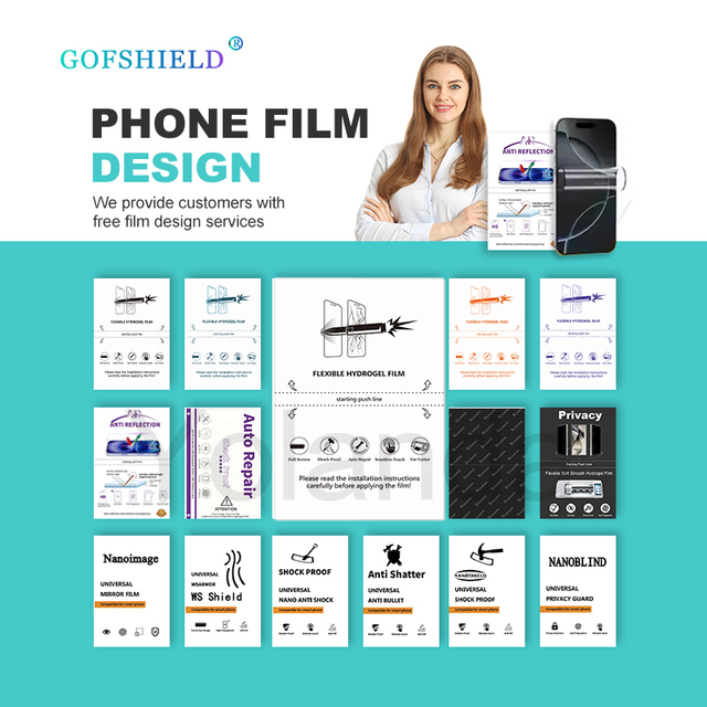 Custom Hydrogel Screen Protector HD Clear Anti Scratch Bubble Free Self Healing Film 120x180mm Size Any Device