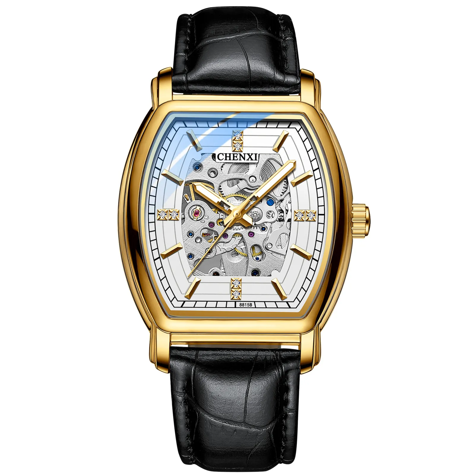 CHENXI 8815b New Luxury Square Men Automatic Watch 2022 Mechanical Men Wrist Watches Genuine Leather Brand