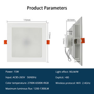 <span class=keywords><strong>Benexmart</strong></span> Tuya WiFi LED Smart Downlight 7w 10w 15w RGBW Plafonnier encastré carré Panneau Alexa Google Home Voix Maison intelligente - Product Image 5