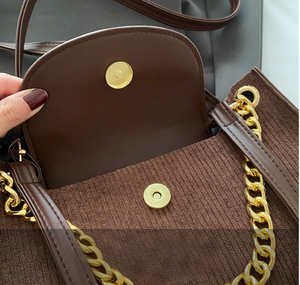 กระเป๋าสะพายข้างผู้หญิงแบบใหม่ ปิดด้วยกระดุม สไตล์เรโทร กระเป๋าถือใต้วงแขนแบบพกพา - Product Image 3