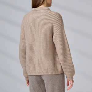 Fabricant de tricots, pull personnalisé pour femme, pull à col polo, cardigan tricoté pour femme - Product Image 5