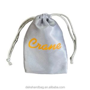 Customized <b>Cheap</b> Printed Mini Soft Silver Satin Drawstring <b>Gift</b> Pouch <b>Bag</b> for Jewelry Packaging - Product Image 1